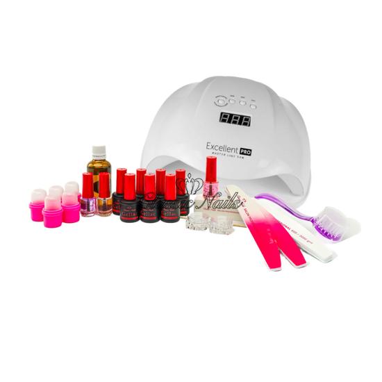 Gél lakk szett PROFI 54W-os LED lámpával díszdoboz nélkül